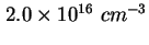 $ 2.0 \times 10^{16}\ cm^{-3}$