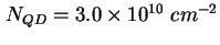 $ N_{QD} = 3.0 \times 10^{10}\ cm^{-2}$