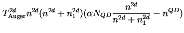 $\displaystyle T_{\text{Auger}}^{2d} n^{2d} ( n^{2d} + n_1^{2d} ) ( \alpha N_{QD} \frac{n^{2d}}{n^{2d} + n_1^{2d}} - n^{QD} )$